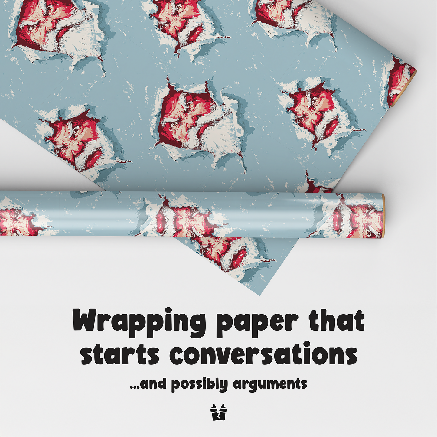 Santa Ripping Christmas Wrapping Paper