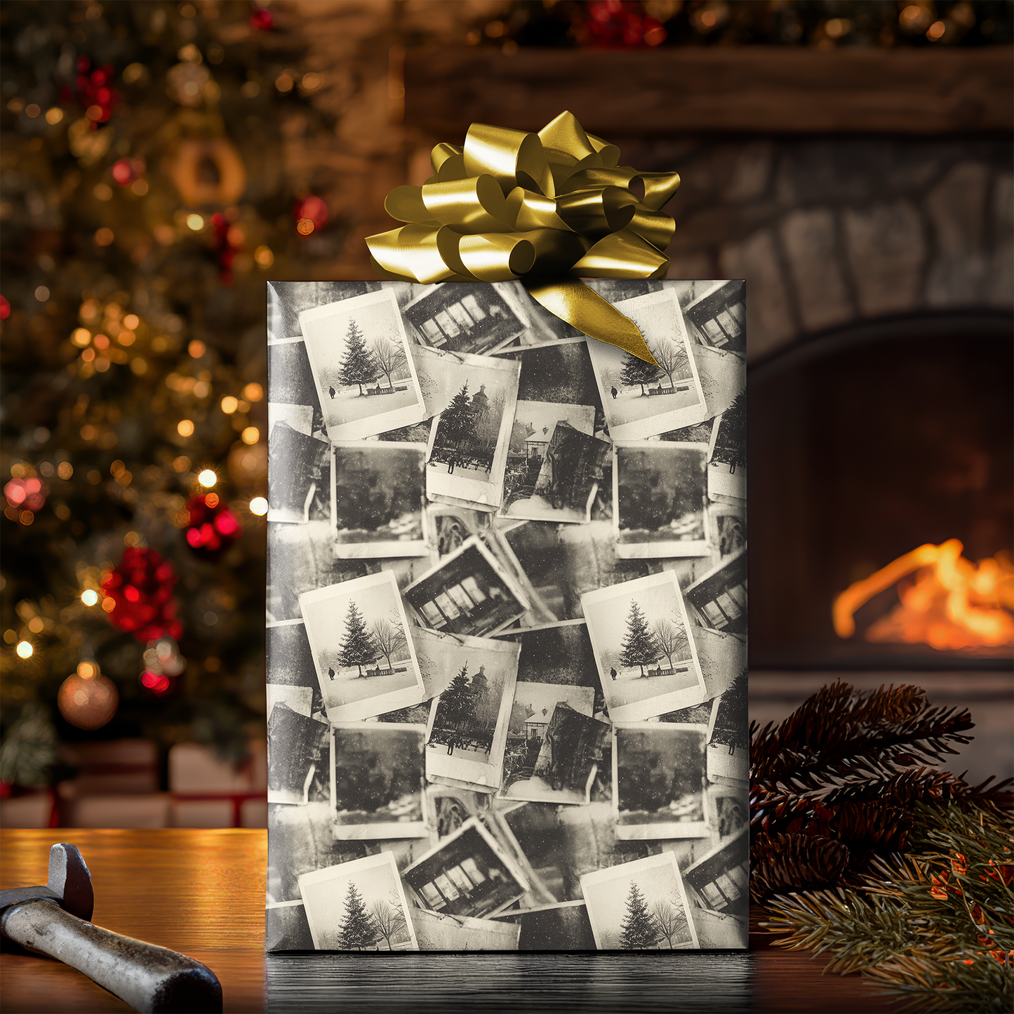 Vintage Polaroid Christmas Wrapping Paper