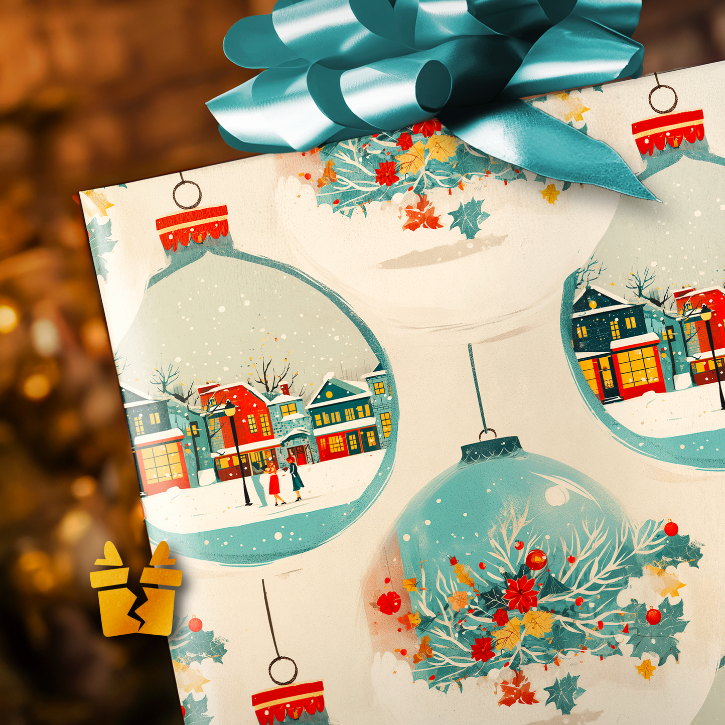 Snow Globe Christmas Wrapping Paper