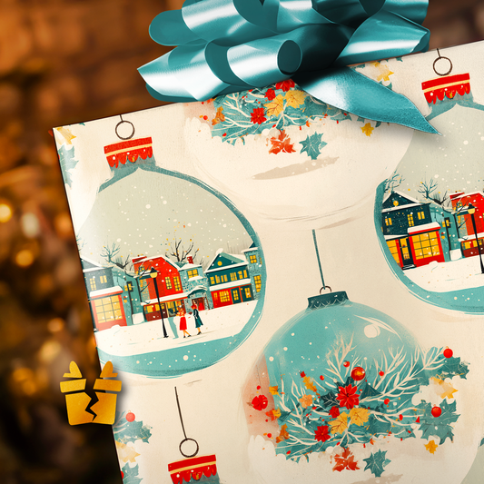 Snow Globe Christmas Wrapping Paper