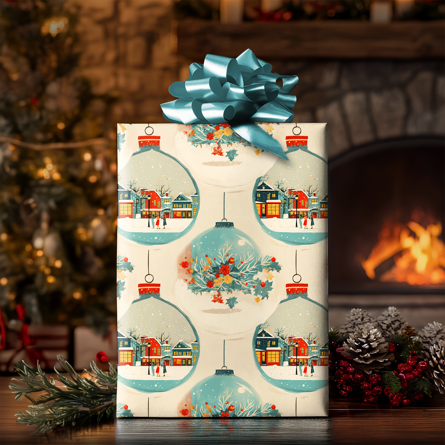 Snow Globe Christmas Wrapping Paper
