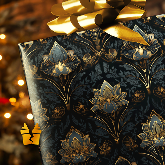 Elegant Blue & Gold Christmas Wrapping Paper