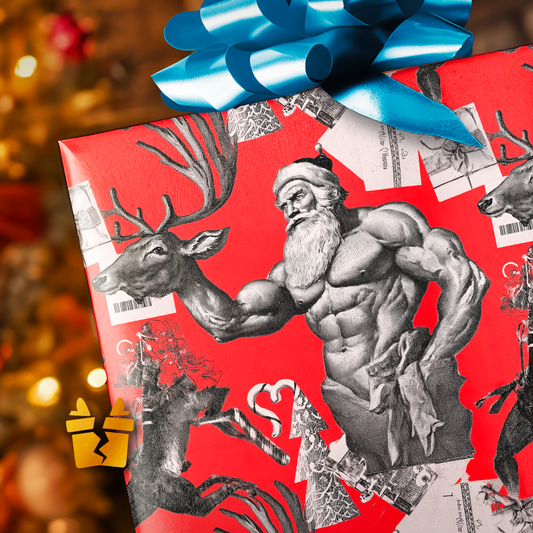 Collage Santa Christmas Wrapping Paper