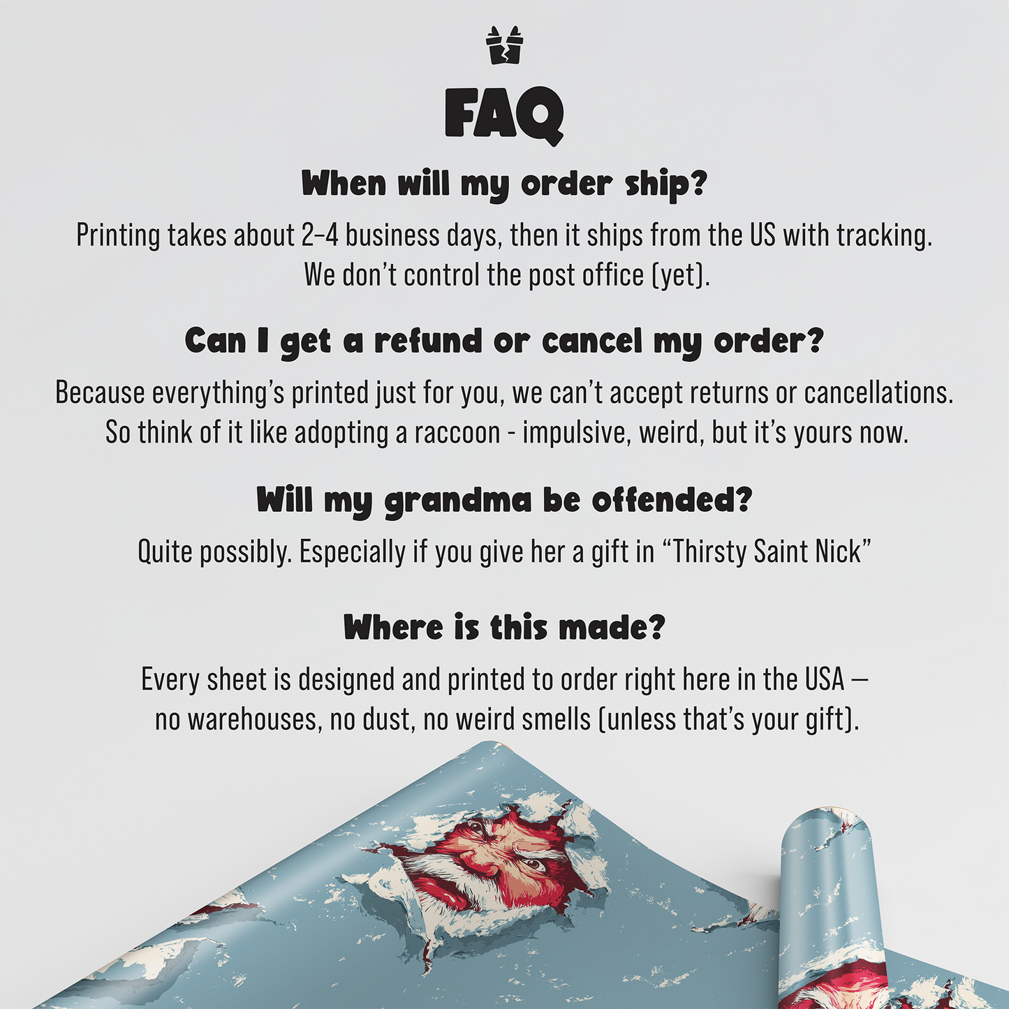 Santa Ripping Christmas Wrapping Paper