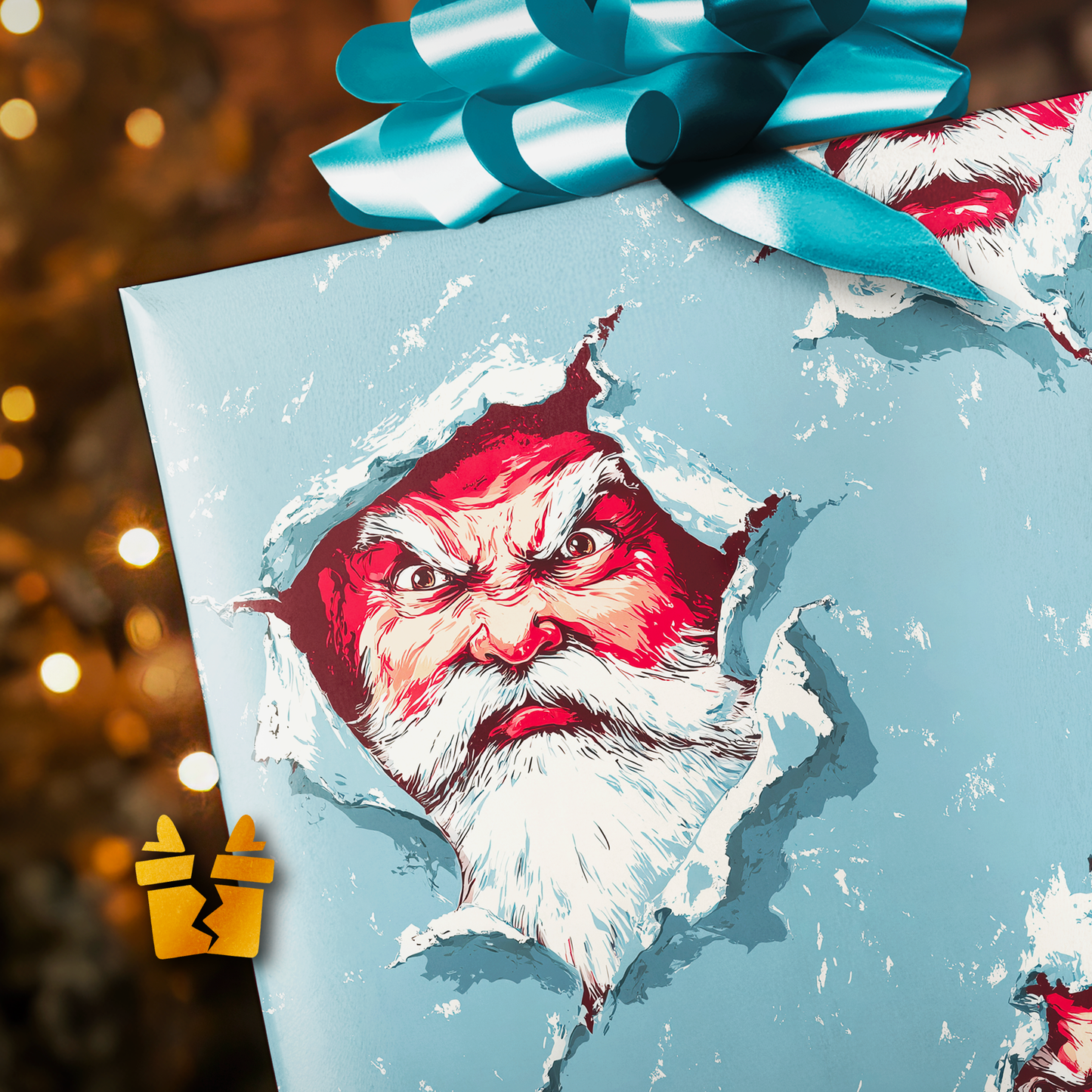 Santa Ripping Christmas Wrapping Paper