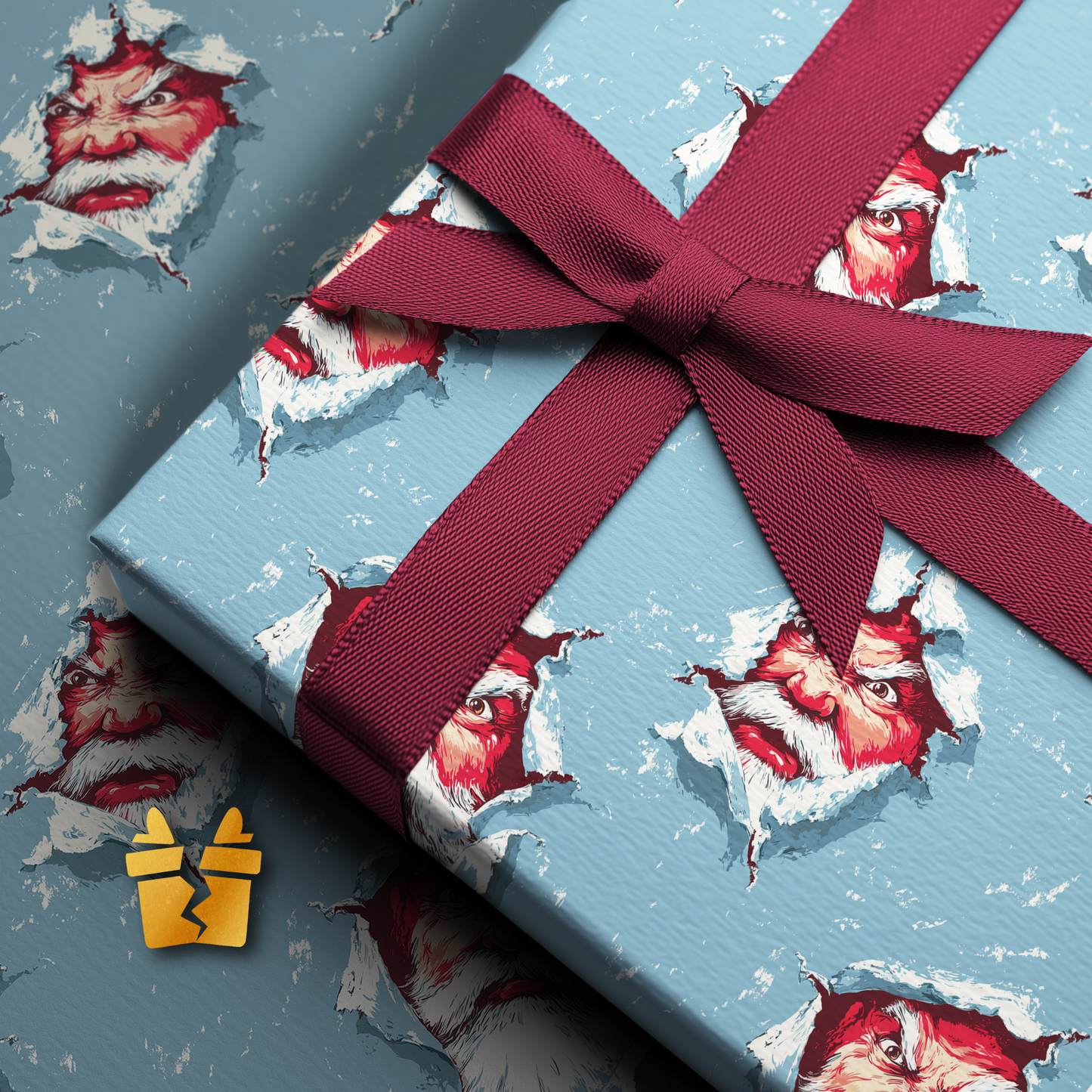 Santa Ripping Christmas Wrapping Paper
