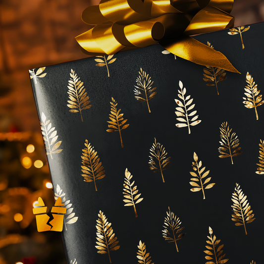 Gold Trees Christmas Wrapping Paper