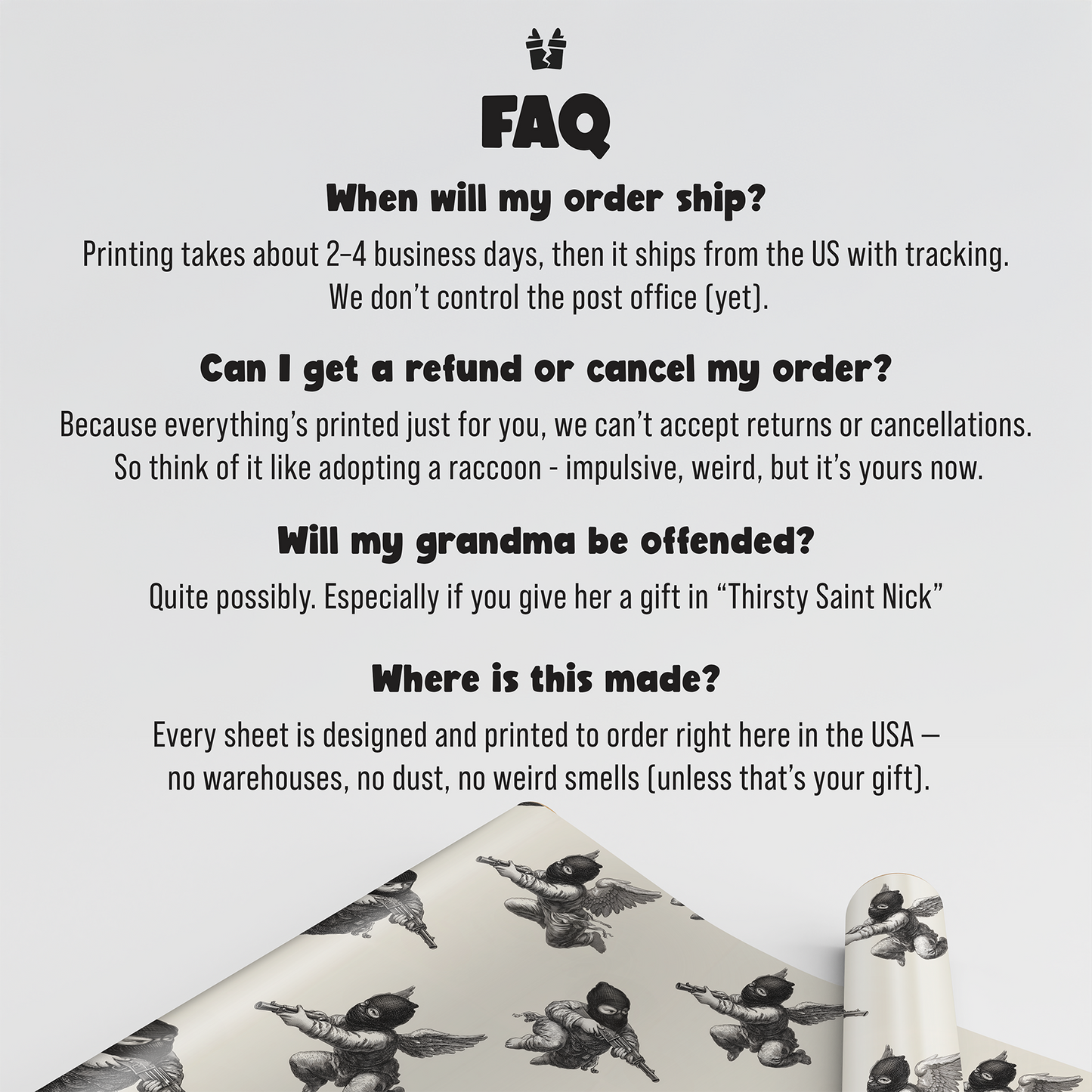 Ski Mask Cherub Wrapping Paper