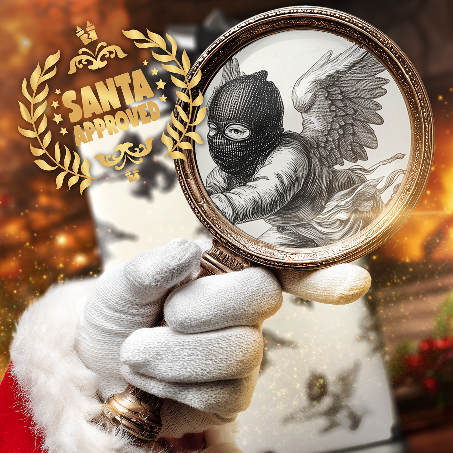 Ski Mask Cherub Wrapping Paper