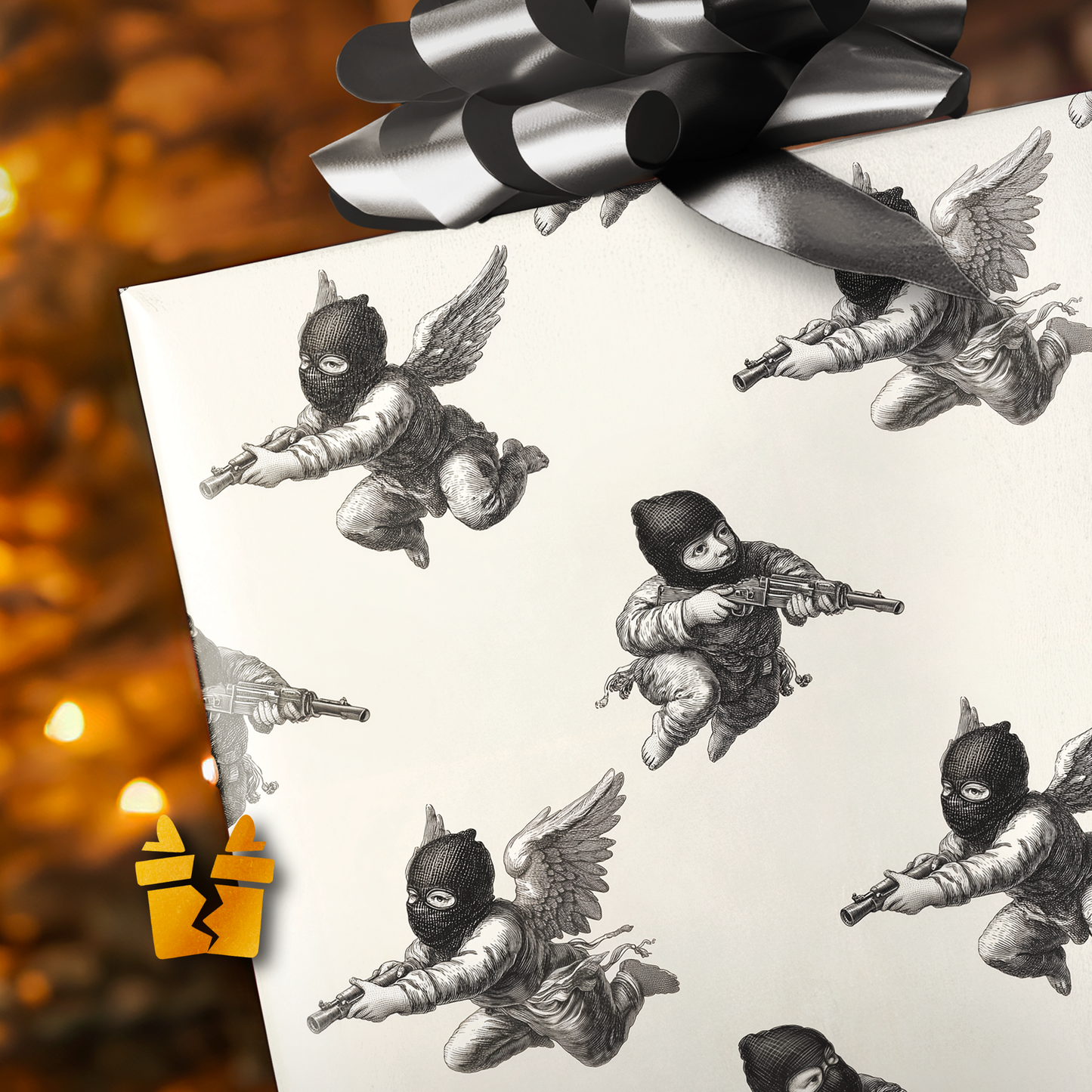 Ski Mask Cherub Wrapping Paper