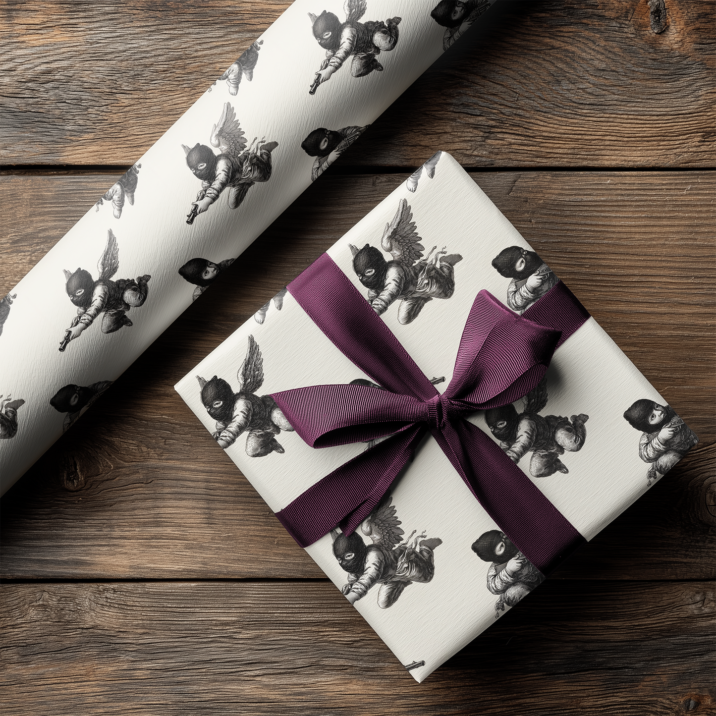 Ski Mask Cherub Wrapping Paper