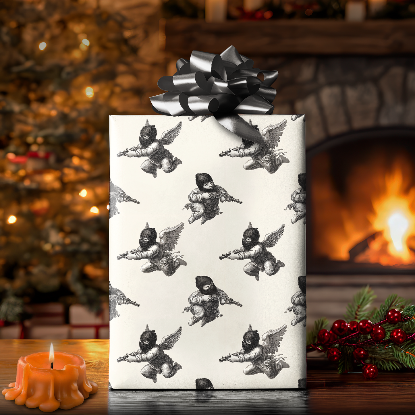 Ski Mask Cherub Wrapping Paper
