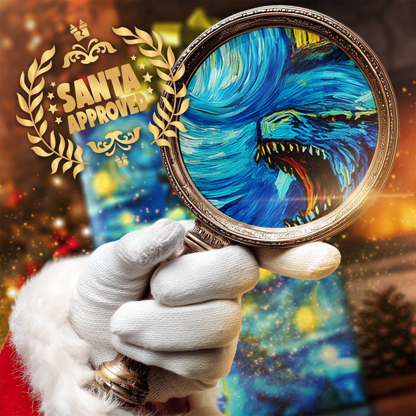 Starry Godzilla Christmas Wrapping Paper