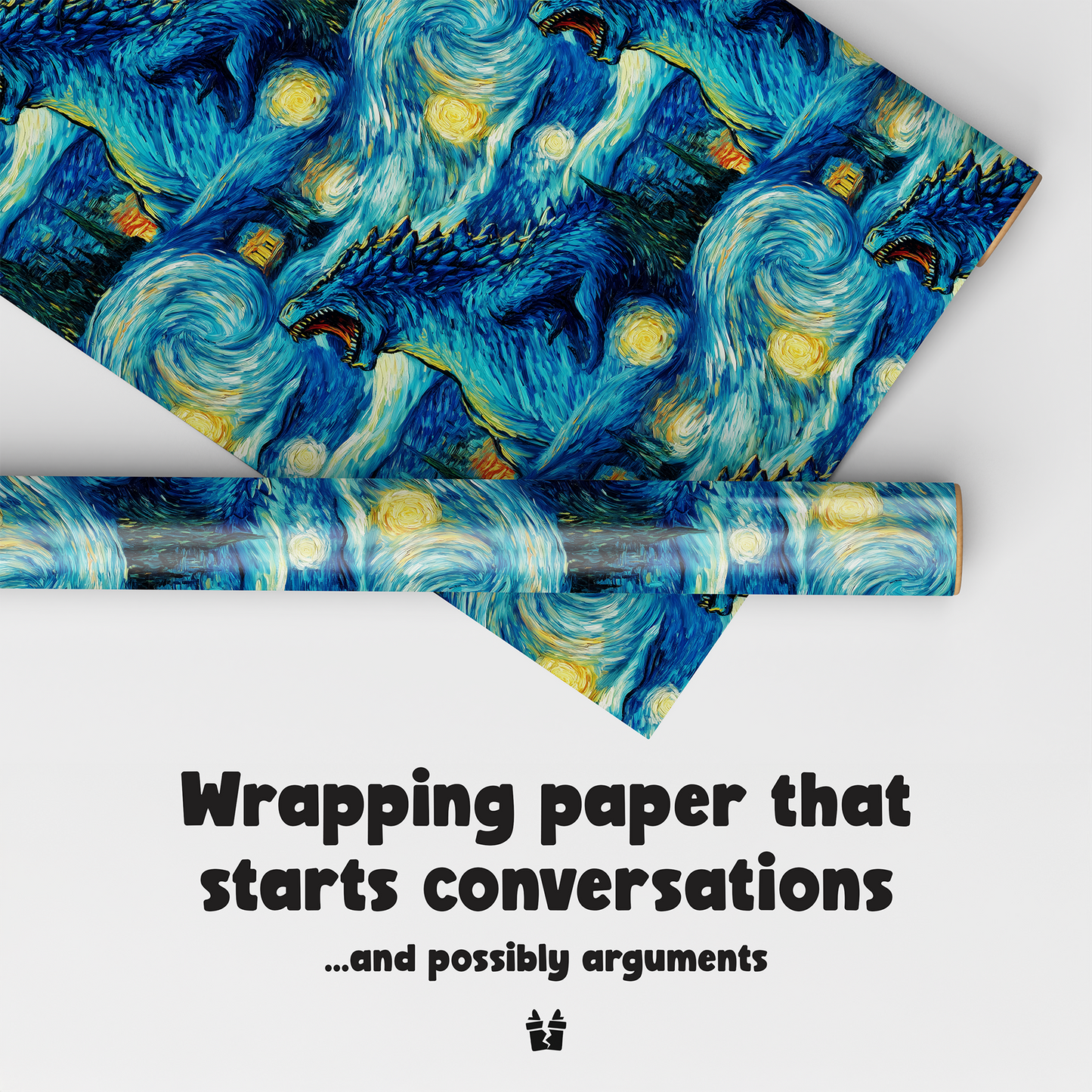 Starry Godzilla Christmas Wrapping Paper
