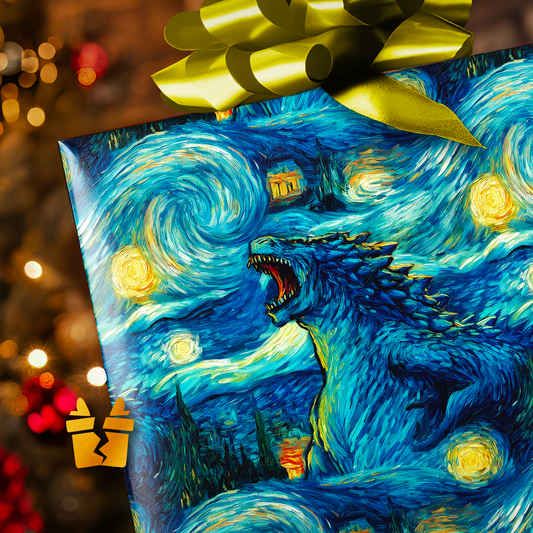 Starry Godzilla Christmas Wrapping Paper