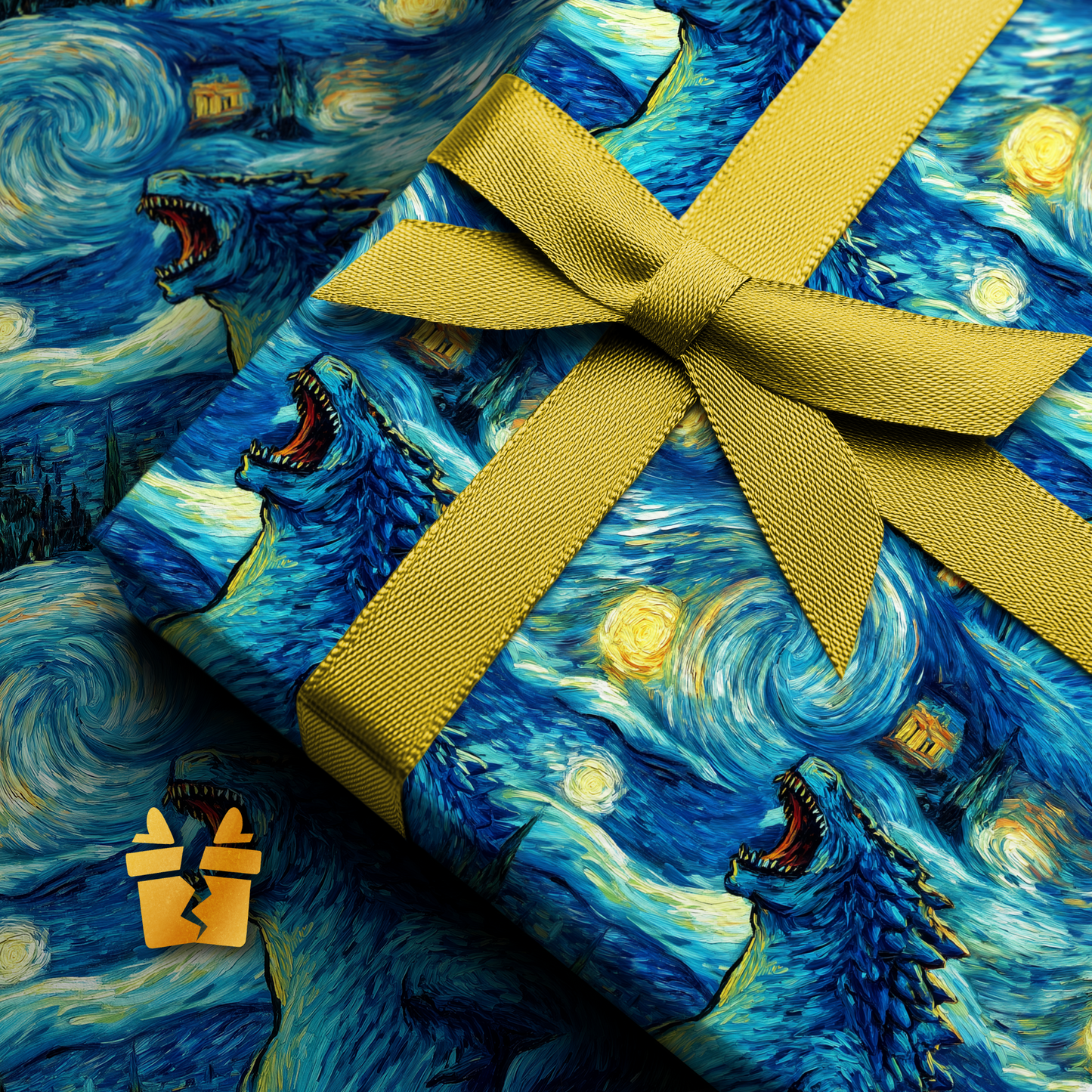 Starry Godzilla Christmas Wrapping Paper