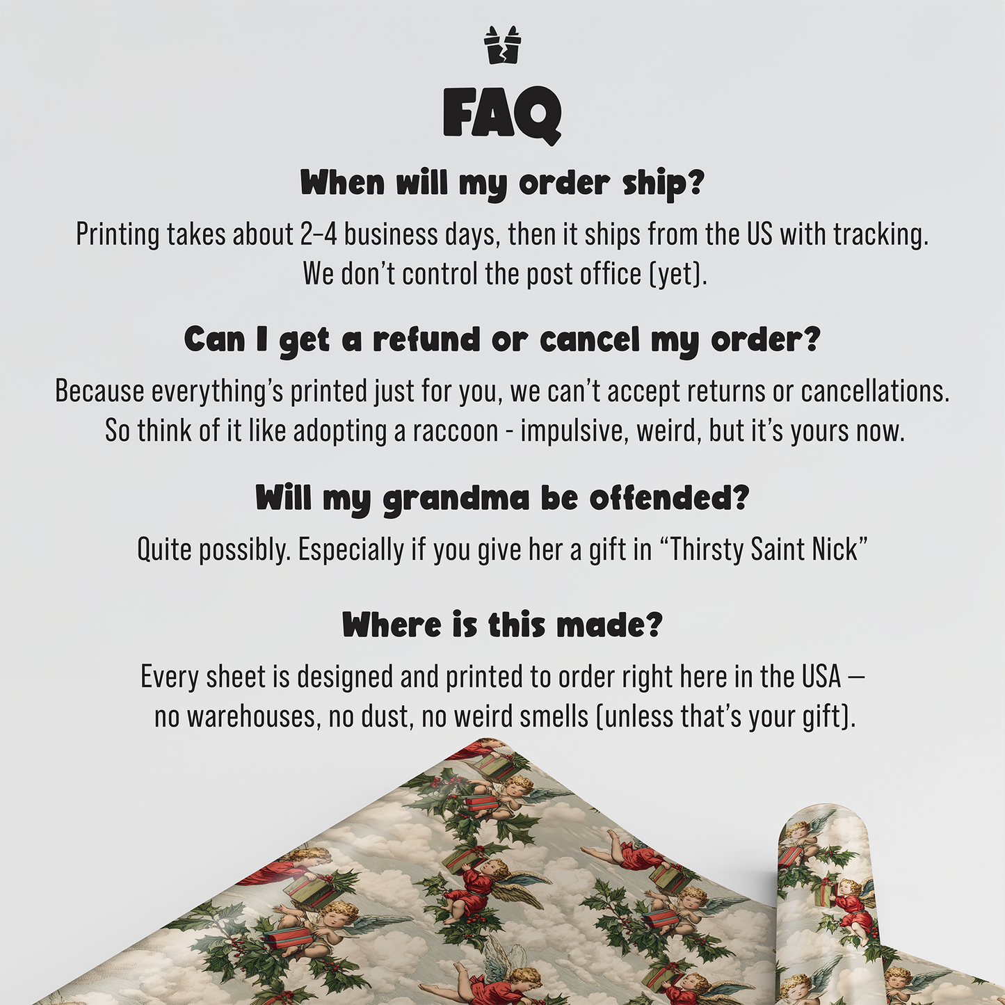 Vintage Cherub Christmas Wrapping Paper