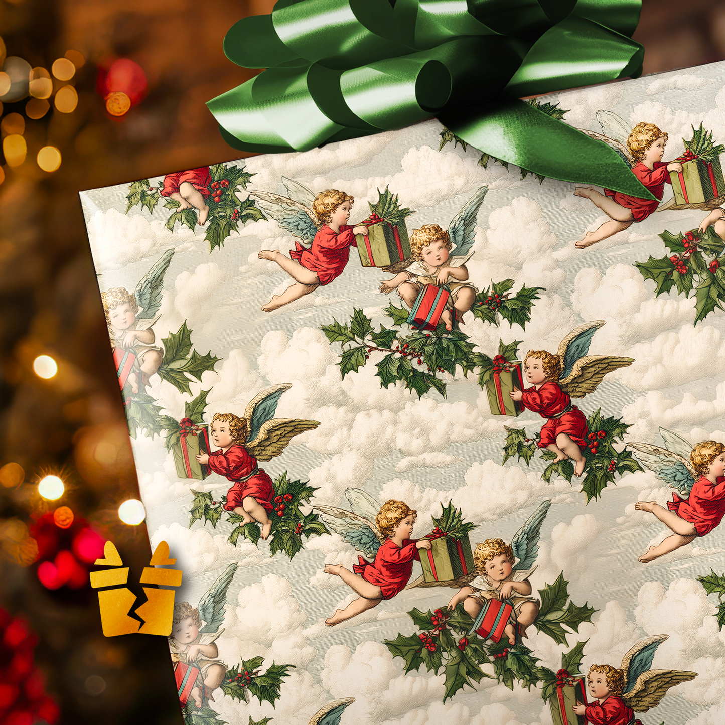 Vintage Cherub Christmas Wrapping Paper
