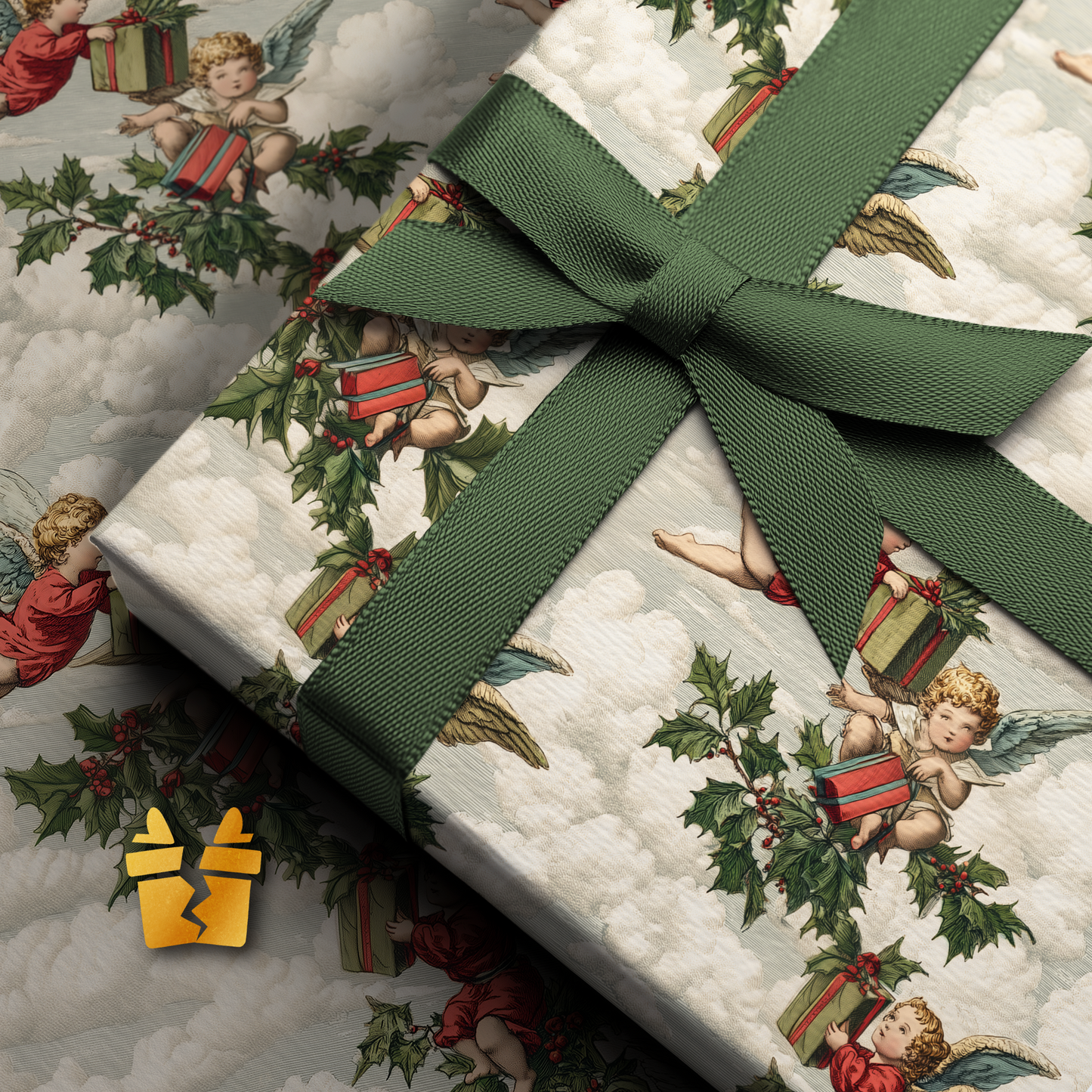 Vintage Cherub Christmas Wrapping Paper