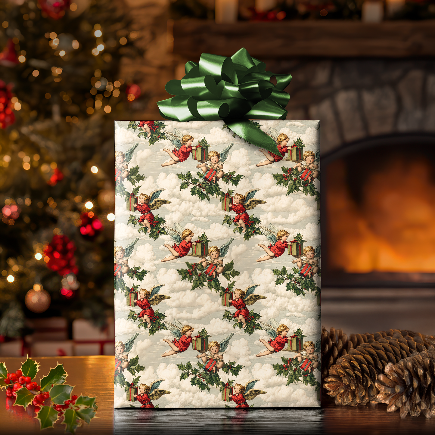 Vintage Cherub Christmas Wrapping Paper