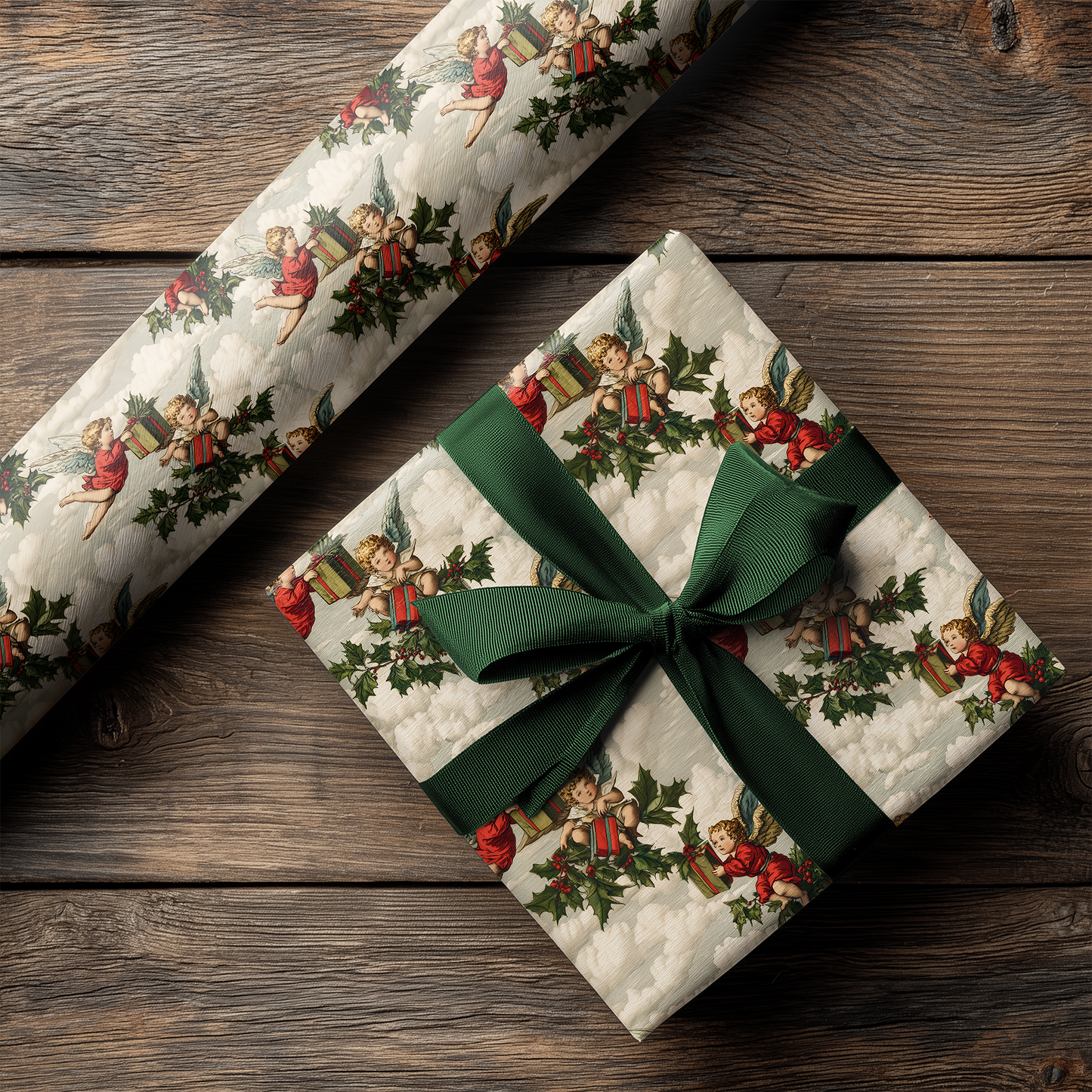 Vintage Cherub Christmas Wrapping Paper